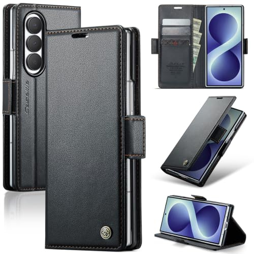 Idhiem Kortplatser Plånboks Fodral för Samsung Galaxy Z Fold 8 Ultra, Svart | RFID-blockering, Flip Kortplatser Plånboksfodral, Premium PU Läder Skalm, Wallet Case, Stötsäkert Skyddsfodral