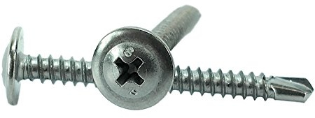 410 Stainless #8 x 1-5/8 Wafer Head Philips Self Drilling Sheet Metal Tek Screws, (1/2 to 1-5/8 Length in Listing), 100 Pieces, Modified Truss Head Self Driller (#8 x 1-5/8 inch)