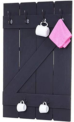 Mendler Tassenhalter HWC-D13, Hängeregal Tassenbrett Wandboard, 6 Haken 91x60cm - dunkelgrau