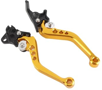 Kopplings- och bromshandtag för motorcykel, CNC aluminium, par, gul, för GY6/CG125