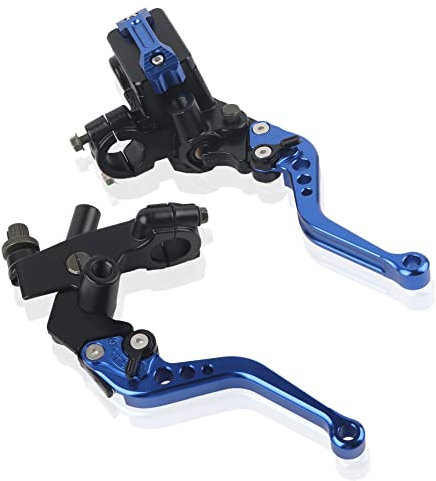 Gorgeri 1 Paar 7/8(22mm) Zylinderhebel Motorrad Bremskupplung, Bremskupplungshebel Aluminium Hauptbremszylinder Universal Bremshebel (Blau)