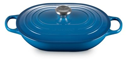 Le Creuset Enameled Cast Iron Signature Oval Casserole with Lid, 3.75 Quart, Marseille