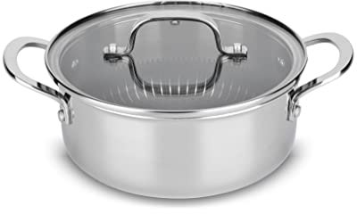 Livington Titan Pot 2,3L - beschichteter Edelstahl Kochtopf 20 cm mit Diamant-Antihaft-Veredelung – backofenfester Kochtopf für alle Herdarten