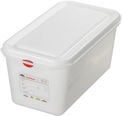 Gastronorm 1/3 - Contenitore alimentare con coperchio denso, 6 litri, 325 x 176 x 150 mm, trasparente