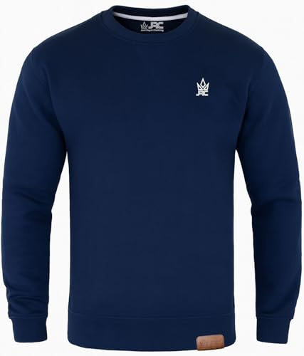 JRC Mens Fleece Crewneck Sweatshirts & Pullovers, Round Neck Long Sleeve Jumper, Sweater for Sports & Workwear (Navy, L)