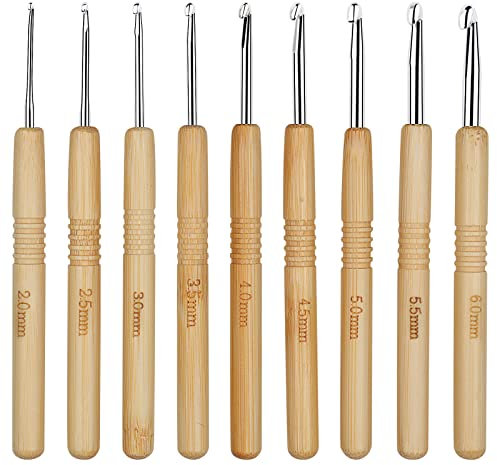 Coopay Ergonomic Crochet Hooks Set With Wooden Handle - Soft Grip, Lightweight Bamboo for Arthritic Hands and Beginners