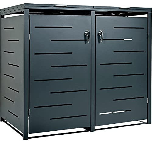 STILISTA Mülltonnenverkleidung aus Metall, für 2 Mülltonnen je 240 Liter, Anthrazit