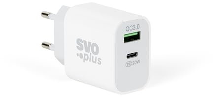 Caricatore USB-C da Parete 20W di SVOplus, Caricabatteria Rapido con Tecnologia Power Delivery e Quick Charge, Fast Charger Doppio, Carica Due Dispositivi Contemporaneamente