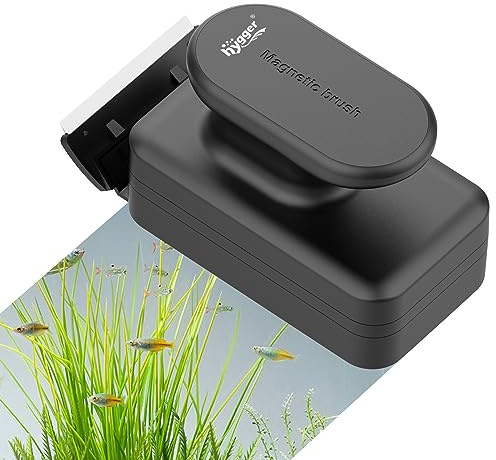 hygger Aquarium Magnetic Glass Clean Tool, Algae Scraper for 0.2-0.6 Inch Thick Fish Tank Floating Scrubber Brush with Two Detachable Blades (M)