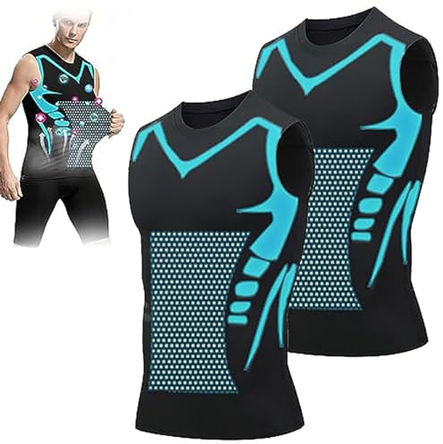 Shaper de Cuerpo de Iones para Hombre, Moldeador de Cuerpo, Chaleco de Barriga Adelgazante, Camisa de compresión térmica, Camiseta sin Mangas, Fajas,L, Black*2