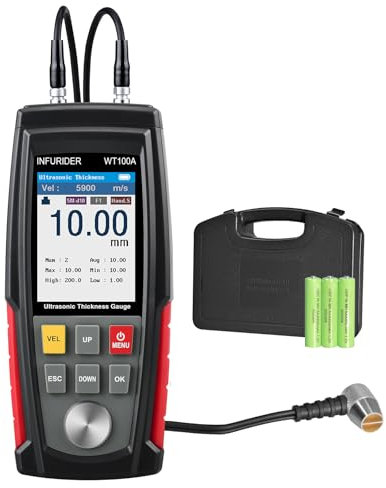 INFURIDER Thickness Gauge Meter, Digitaler Ultraschall-Dickenmessgerät-Datenlogger für Stahl-Aluminium-Metall-Kupferplatte, Kupplungsmittel frei