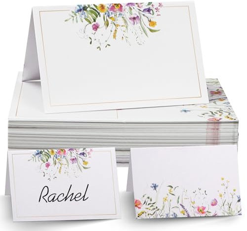 50 Pcs Wedding Place Cards Flower Branches Table Name Place Cards Seating Placement Tags Wedding Name Crads for Table Setting Wedding Birthday Christmas Party Decors