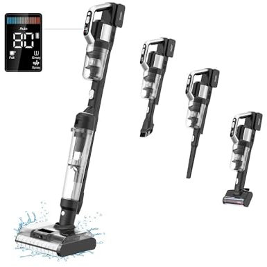 Jimmy PW11 Pro Aspirateur Humide et Sec, 460 W/21 kPa, aspirateur sans Fil avec Rouleau à Double Brosse, séchage à l'air Chaud, capteur de poussière, autonettoyant, pulvérisation d'eau Automatique et