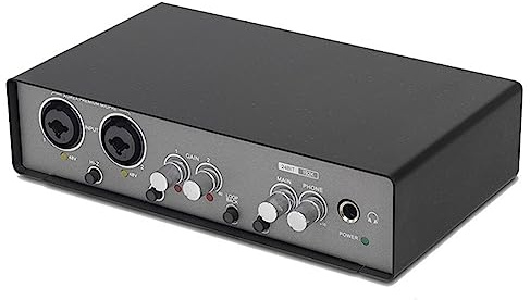 Fegtrtyoa Interfaz de Audio Tarjeta de Sonido Convertidor AD de 24 Bits/192 KHz para Guitarra EléCtrica GrabacióN en Canto de Estudio Profesional