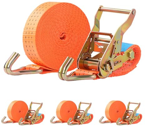 Putentfun 3000KG Heavy Duty Ratchet Straps, 4 Pack 6M x 40mm Tie Down Straps with Hook Adjustable straps for Motorcycles, Car, Trailer, Cargoes, Household