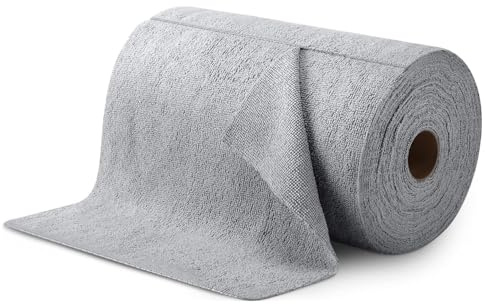 Jinavoty Rulle av mikrofiberduk för rengöring, tvättbar, återanvändbar, mikrofiber, mjuk, absorberande, för kök, hem, bil (grå, 50 blad)