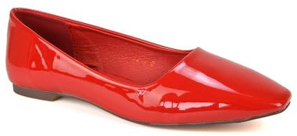 New Womens Flat Slip On Square Toe Pumps Ladies Ballet Casual Red Shoes Size 4