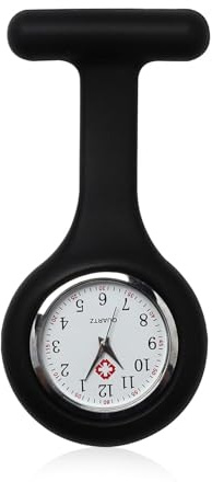 YYCLIPY Nurse Watch Silicone Nurse Fob Watch with Brooch Portable Medical Brooch Fob Watch Infection Control Design for Health Care Nurse Doctor Paramedic Medical Professionals,Black