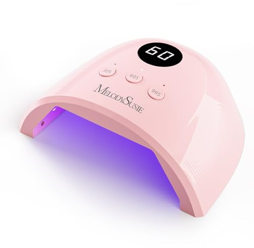 MelodySusie Compact Advanced UV Nail Lamp, P-Plus30F Nail Light with 3 Timers & Smart Sensor Cures All Gels, Especially Rhinestone Glue, Solid & Liner Gel Polishes for Advanced DIY at Home Pink