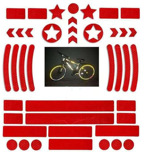 Autocollants réfléchissants, autocollants pour vélo, bandes réfléchissantes pour le marquage de sécurité des poussettes, vélos, casques avec autocollants, hautement réfléchissants (rouge)