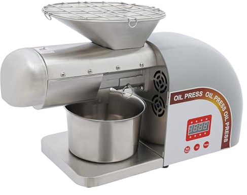 304 Edelstahl Ölpressmaschine Elektrische Ölmühle Ölgewinnungsmaschine 1800W für Erdnüsse, Walnüsse, Sonnenblumenkerne, Kerne, Pinienkerne, Kürbiskerne, Mandeln, Sonn
