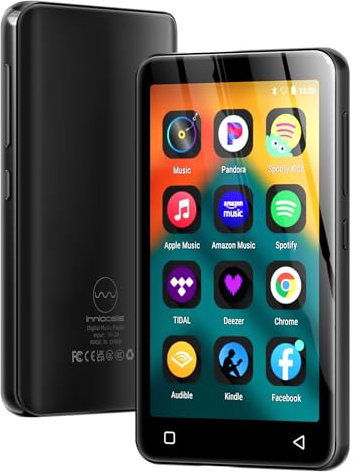 innioasis 80Go Lecteur MP3 avec Bluetooth et WiFi, Lecteur de Musique Mp3 et Mp4 ave Spotify,Spotify Kids, Tidal, Deezer, Lecteur Vidéo à écran Tactile 4 Pouces (Gris)