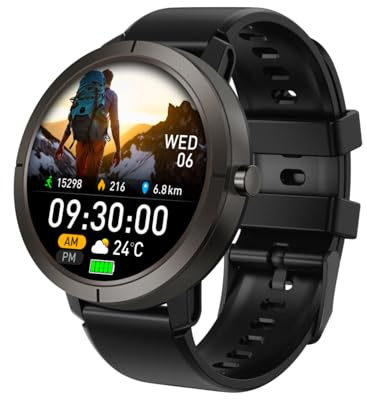 AIEK Smartwatch con GPS Integrado para Hombre y Mujer, Resistente al Agua 50M Contestar/Hacer una Llamada, 170 Modos de Entrenamiento, AMOLED de 1,32, Frecuencia Cardiaca, Sueño, SpO2 (Negro)