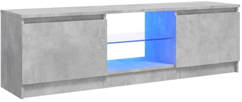 Hommdiy TV-Schrank mit LED-Leuchten Lowboard Sideboard Fernsehschrank Fernsehtisch TV Möbel Betongrau 120x30x36 cm