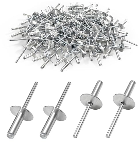 Jerhyun 120 Pièces Rivet Pop, Rivets Aveugle en Aluminium Applicable Appareils Électroménagers, Véhicules Moteur et Équipements Mécaniques (4.8x16x16mm)