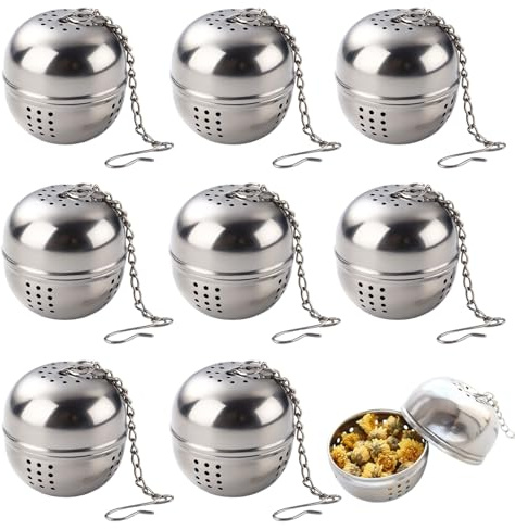 8 Stück 4,5 x 4 cm Teekugeln Für Losen Tee, Teeei Edelstahl mit Feinen Sieben, Praktische Teezange Für Losen Tee, Edelstahl Teekugeln Für Gewürzei Suppen Teekannen Tassen