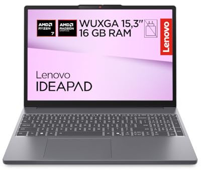 Lenovo IdeaPad Slim 3 Gen 10 – Ordenador Portátil 15.3 WUXGA (AMD Ryzen 7 170, 16 GB RAM, 1 TB SSD, Wi-Fi 6, USB-C, Windows 11 Home) Teclado QWERTY Español - Gris Luna