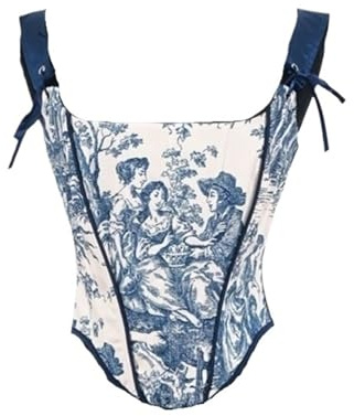 HUWOYG Tajt sittande korsett bustier överbyst midjetränare vintage tryckt snörning benad livstycke magkontroll grödor väst kostym för kvinnor
