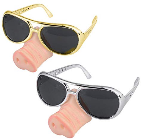 Nase Brillen verkleiden Sich Kostüm Requisiten Partei liefert für Halloween 2 Stück (Gold + Silber)