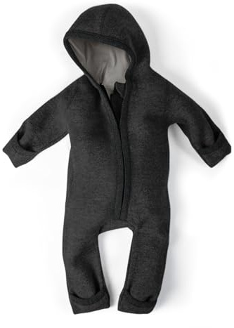 Ehrenkind® WALKOVERALL | Baby Wollwalk-Overalls aus Merino Schurwolle mit Reißverschluss | Walk Wolle Woll-Anzug für Kleinkind und Baby | Anthrazit Gr. 74-80