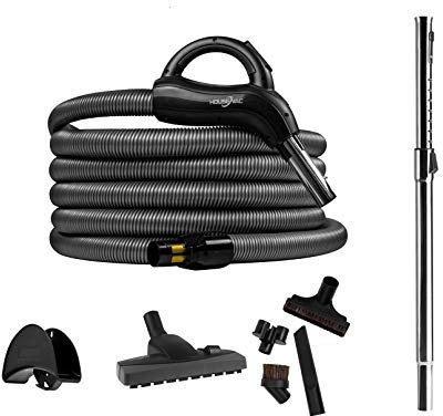 HouseVac Zentralstaubsauger Zubehör Kit 8 Teile Saugschlauch 10.5m mit Handgriff Teleskopstange Umschaltbare Bodendüse Fugendüse Premium-Set zur gründlichen Reinigung