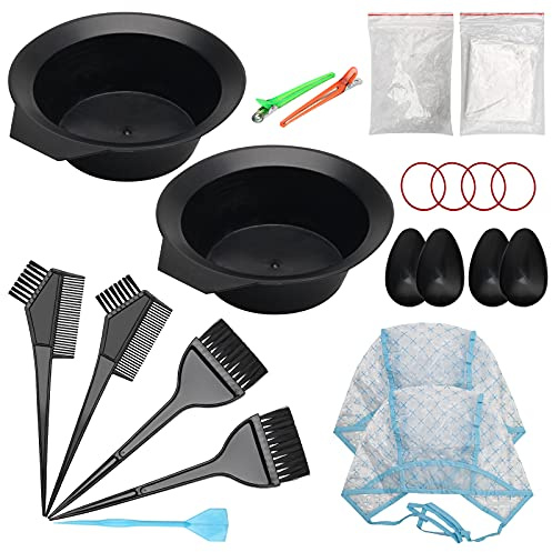 AHIER 23 Pack Hair Coloring Kit, Include Hair Dye Brush and Bowl Set, Highlight Cap Kit, Ear Cover, Gloves, Shawl, Shower Cap for DIY Salon Coloring Tools