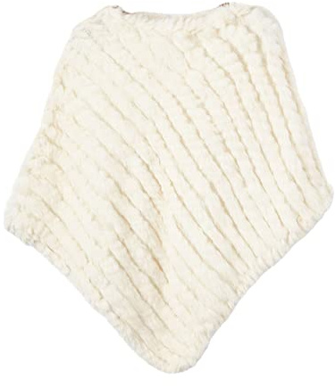 WSPDSD Véritable fourrure tricotée poncho gilet mode Wrap manteau Vtg châle dame fourrure naturelle fête de mariage en gros - 1 crème, taille unique, (WSPDSD20211125)