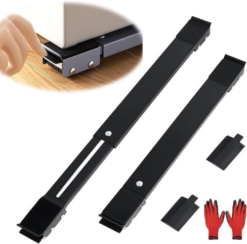 Appliance Rollers Washing Machine Wheels by Poweka Furniture Rollers with Brake Extendable from 18 to 28 Inches Load Bearing 300KG for Refrigerator and Sofa, Black