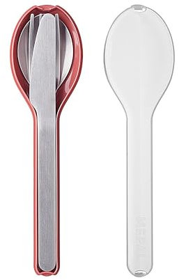 Mepal - Set di Posate 3 Pezzi Ellipse - Set di Posate da Viaggio - Composto da Coltello, Forchetta e Cucchiaio - Set di Posate con Custodia da Viaggio - Acciaio Inossidabile - Vivid Mauve