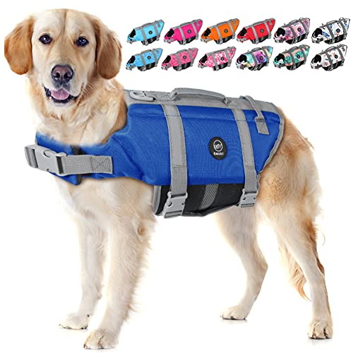 EMUST Dog Life Jackets, Life Vests for Swimming & Boating with High Buoyancy, Dog Life Preserver for Small/Medium/Large Dogs, S, Royal Blue