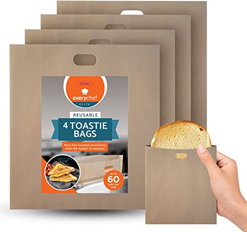 Paquete de 4 bolsas de tostada para tostadora, reutilizables, sin desorden, sabrosas golosinas tostadas, bolsas de tostada para tostadora reutilizable, bolsas de tostado