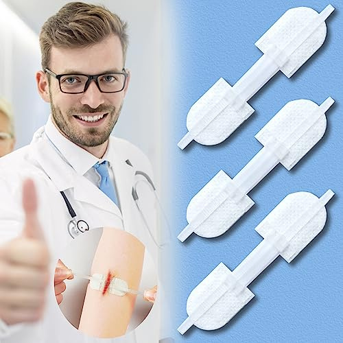 MediMatic Wound Closure Strips - Emergency Laceration Closure Kit to Repair 3 Individual/Combine Wounds Without Stitches, Butterfly Bandages for Wound Closure to Close, Cover Wounds - Quick Clot