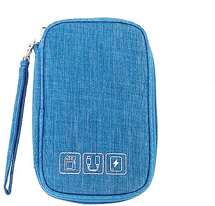 Bolsa organizadora cables, Organizador Cables Viaje, Bolsa organizadora de Accesorios electrónicos,Bolsa cables organizador, bolsa para cargadores,bolsa para cables y cargadores(Pequeño, Azul)