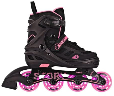 Story Fusion justerbara inline-rullskridskor, rosa, lätt aluminiumkonstruktion, ventilerande nätinredning, ABEC-7 kullager (30–33)
