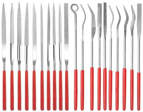 VIVIIHOO Lot de 20 mini limes à aiguilles diamantées avec poignée en caoutchouc pour bois, métal, verre et céramique - Accessoires d'imprimante 3D - Outil de modélisme avec sac en plastique refermable