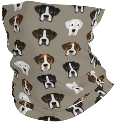 FUkker Polaina de cuello UV, diadema, calentador de cuello, cubierta facial, tubo, máscara de media cara, bufanda, pasamontañas,Perro Boxer Perros Boxer Cabezas De Boxer Marrón