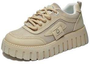 Femmes Plateforme Sneakers Baskets à Lacets Confortables Chunky Sneaker Chaussures de Marche Basses Chaussures de Tennis（Kaki 40）