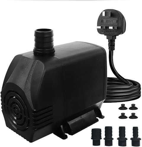 AMAS Beauty 100W 4500L/H Submersible Pond Pump - Ultra Quiet 100W, Dry Run Protection, Adjustable Fountain Nozzles for Fish Ponds, Waterfalls, Aquariums & Flood Drainage (3m Hose, 240V,4 Nozzles)