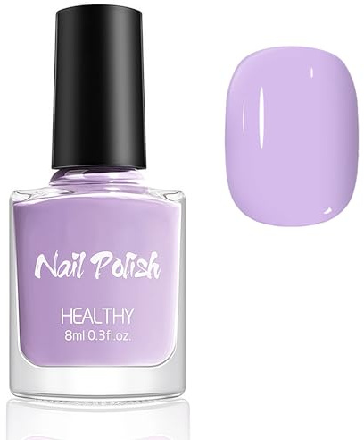 Purple Nail Polish, Lilac Pastel Mauve Nail Varnish, Quick Dry Breathable Spring Summer Lavender Violets Nail Polish, Long Lasting No UV Needed DIY Nail Art Manicure for Women