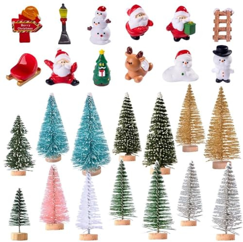 Ornamenti Da Giardino In Miniatura Natale 26 Pezzi,Natale Miniature Di Natale Figurine,Resina Accessori Natalizie Statuetta Renne Babbo Natale Goblin Figurine Per Le Decorazioni Delle Feste Di Natale
